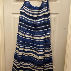 Nine West Navy and White Striped Midi Dress